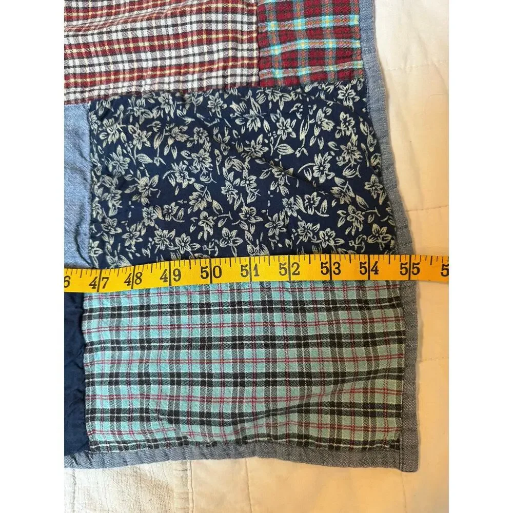 DII Y2K VTG Patchwork Panel Cotton Quilt Throw Blanket Farmhouse Cottagecore
